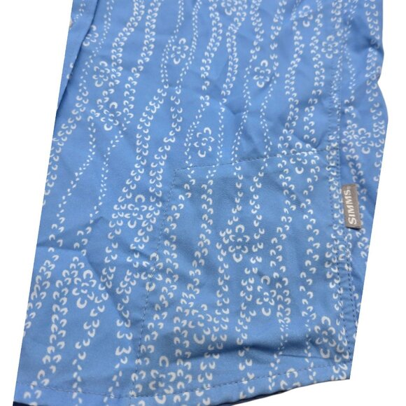 Simms Shirt Womens XS Blue Patterned Button Up Long Sleeve Polyester Fishing Top - Picture 7 of 9